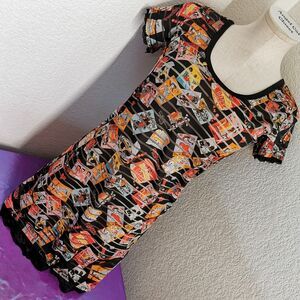 Mini Dress Small Tee Shirt Orange Lace Long Sleeve Y2K Gyaru Gal Style Jfashion